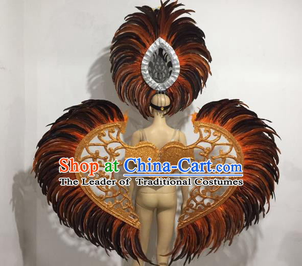 Top Grade Stage Performance Brazilian Carnival Feather Wings Miami Feathers Deluxe Wings Headwear Mask for Women
