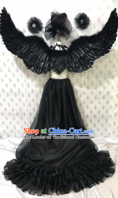 Top Grade Stage Performance Brazilian Carnival Feather Wings Miami Feathers Deluxe Wings Headwear Mask for Women