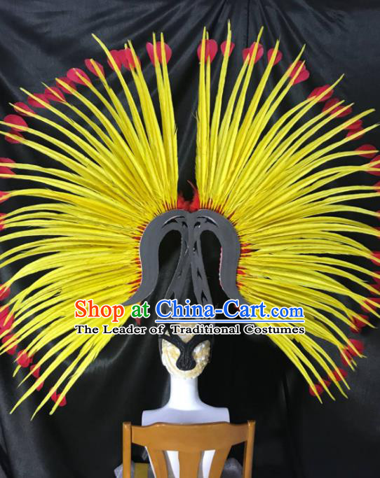 Top Grade Stage Performance Brazilian Carnival Feather Wings Miami Feathers Deluxe Wings Headwear Mask for Women