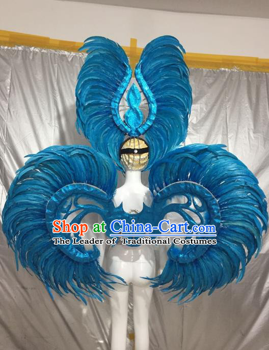 Top Grade Stage Performance Brazilian Carnival Feather Wings Miami Feathers Deluxe Wings Headwear Mask for Women