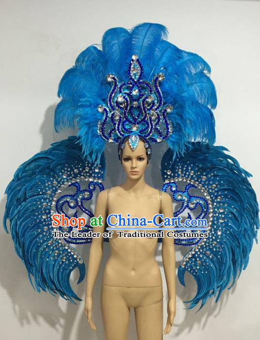 Samba Costume Carnival Brazilian Dancer Ostrich Hair Stage Show Feather Dance  Costumes Opening Ceremony Performance Clothes Set