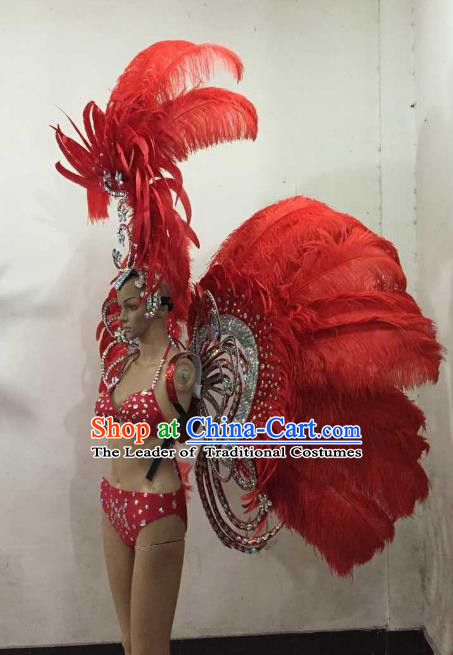 Top Grade Stage Performance Brazilian Carnival Feather Wings Miami Feathers Deluxe Wings Headwear Mask for Women