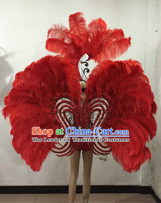 Top Grade Stage Performance Brazilian Carnival Feather Wings Miami Feathers Deluxe Wings Headwear Mask for Women