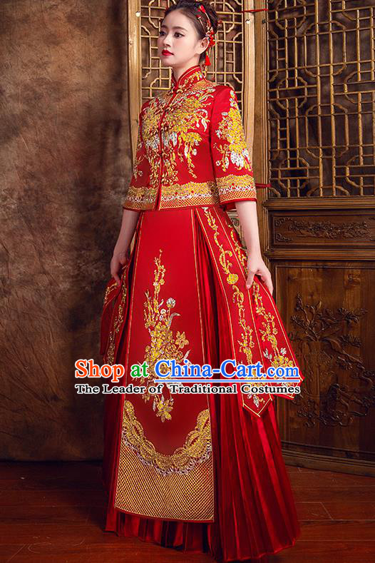 Traditional Chinese Wedding Costumes Traditional Xiuhe Suits Ancient Chinese bridal Full Dress