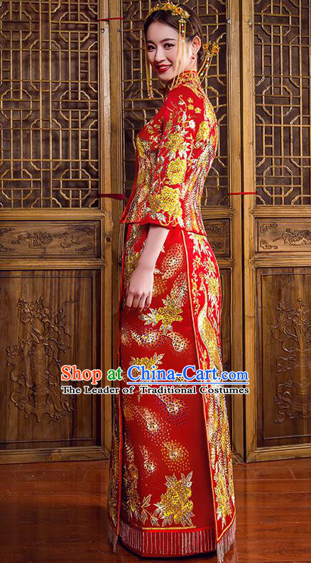 Traditional Chinese Wedding Costumes Traditional Xiuhe Suits Ancient Chinese bridal Full Dress