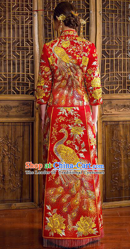 Traditional Chinese Wedding Costumes Traditional Xiuhe Suits Ancient Chinese bridal Full Dress