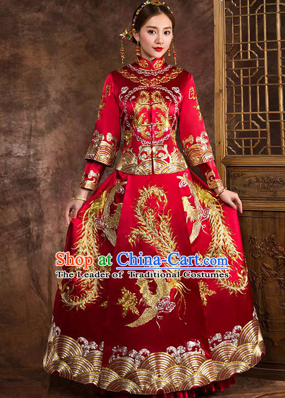 Traditional Chinese Wedding Costumes Traditional Xiuhe Suits Ancient Chinese bridal Full Dress