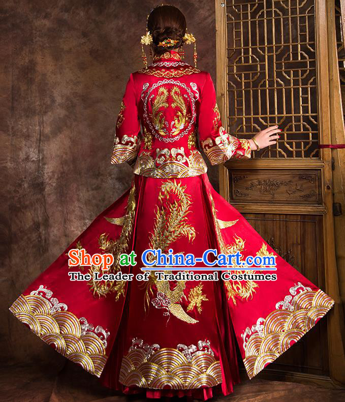 Traditional Chinese Wedding Costumes Traditional Xiuhe Suits Ancient Chinese bridal Full Dress