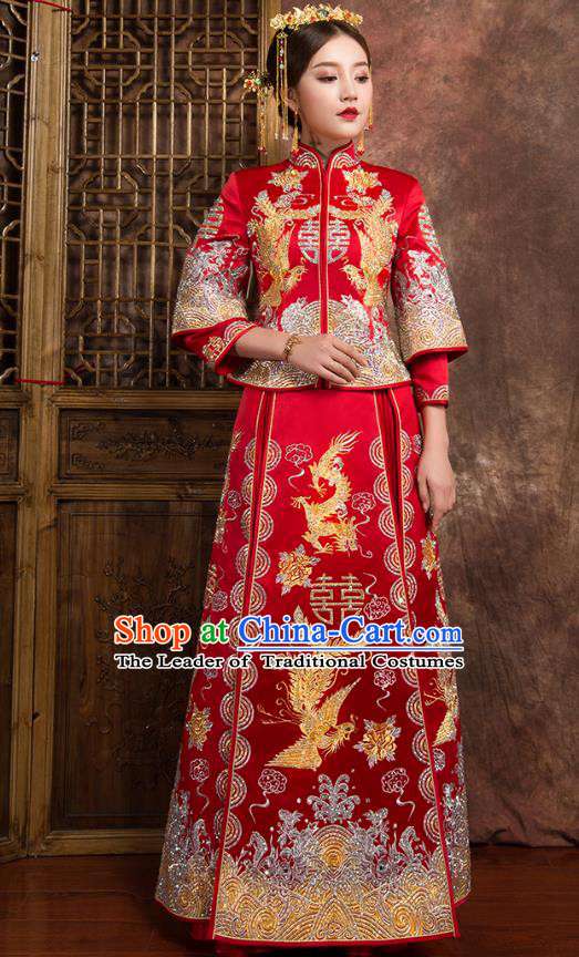 Traditional Chinese Wedding Costumes Traditional Xiuhe Suits Ancient Chinese bridal Full Dress