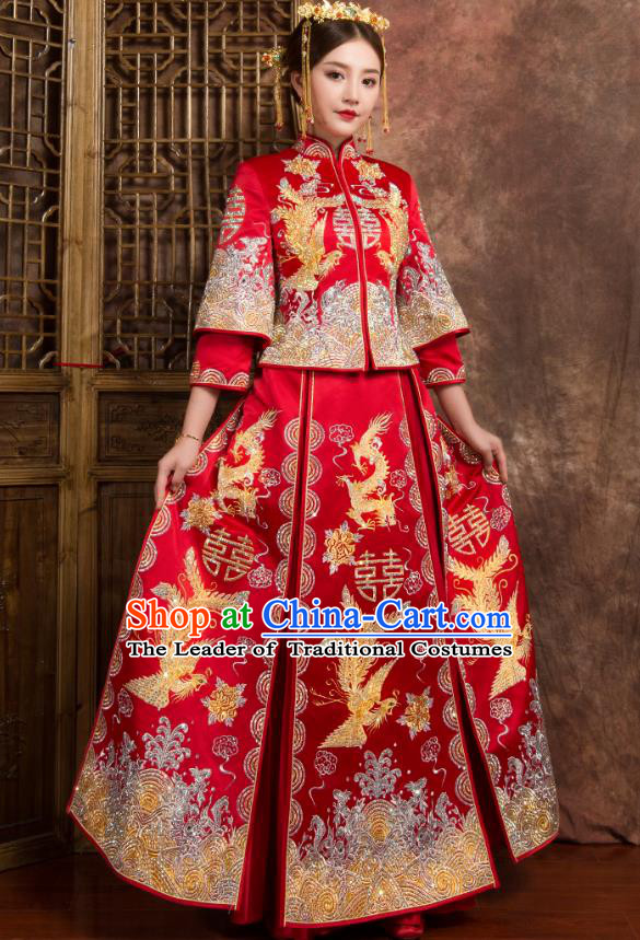 Traditional Chinese Wedding Costumes Traditional Xiuhe Suits Ancient Chinese bridal Full Dress