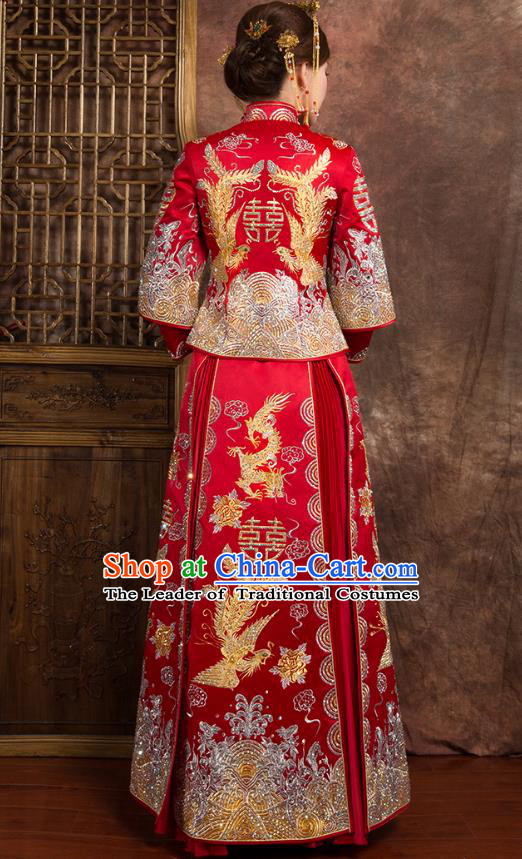 Traditional Chinese Wedding Costumes Traditional Xiuhe Suits Ancient Chinese bridal Full Dress