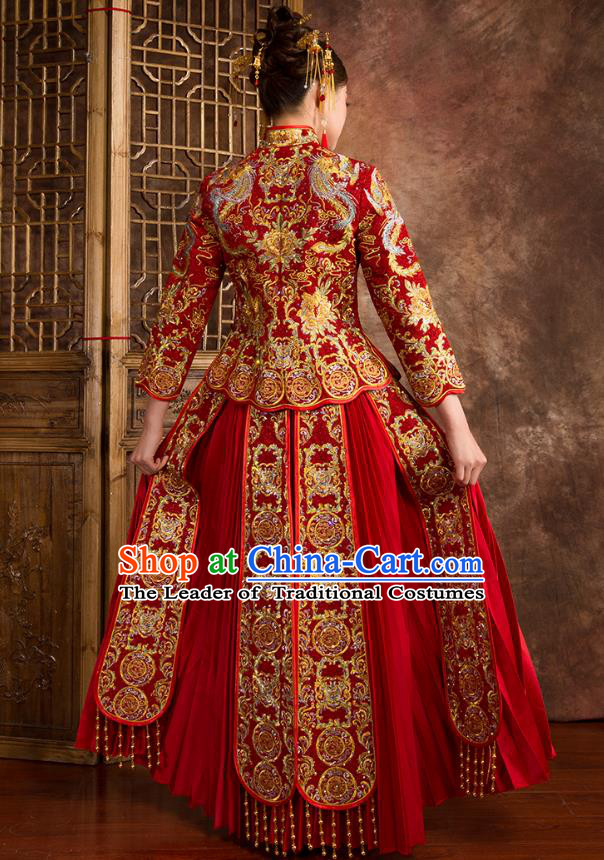 Traditional Chinese Wedding Costumes Traditional Xiuhe Suits Ancient Chinese bridal Full Dress