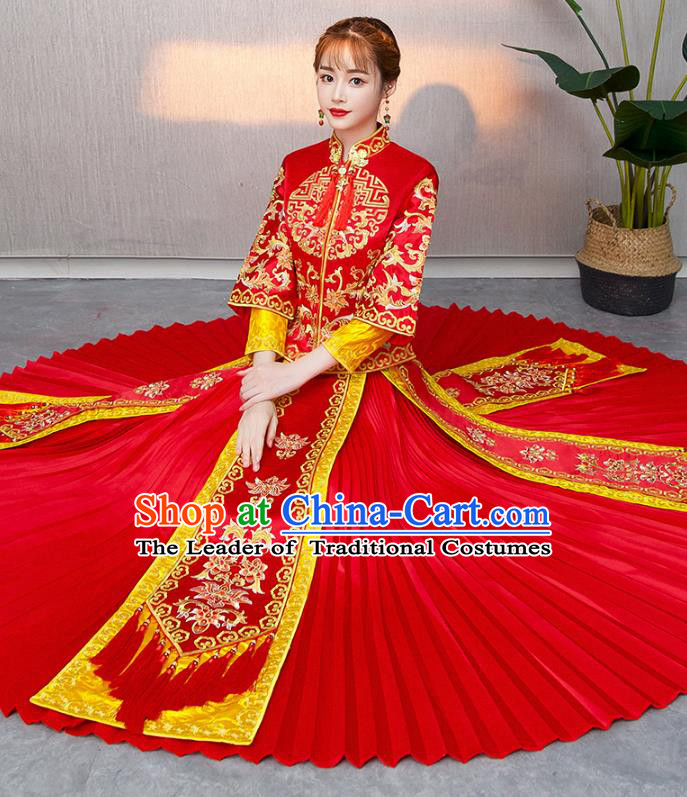 Traditional Chinese Wedding Costumes Traditional Xiuhe Suits Ancient Chinese bridal Full Dress