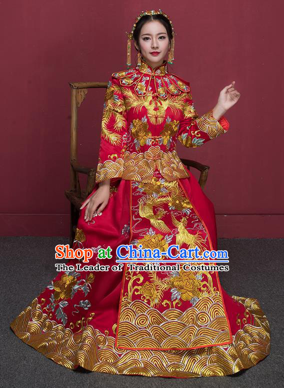 Traditional Chinese Wedding Costumes Traditional Xiuhe Suits Ancient Chinese bridal Full Dress
