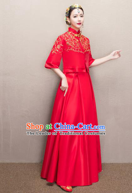 Traditional Chinese Wedding Costumes Traditional Xiuhe Suits Ancient Chinese bridal Full Dress