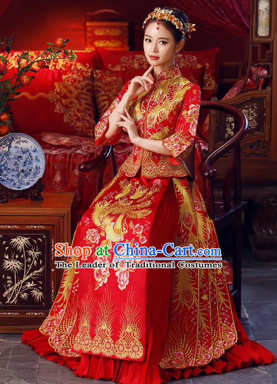 Traditional Chinese Wedding Costumes Traditional Xiuhe Suits Ancient Chinese bridal Full Dress