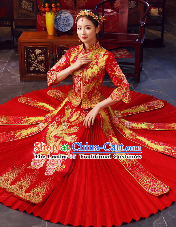 Traditional Chinese Wedding Costumes Traditional Xiuhe Suits Ancient Chinese bridal Full Dress