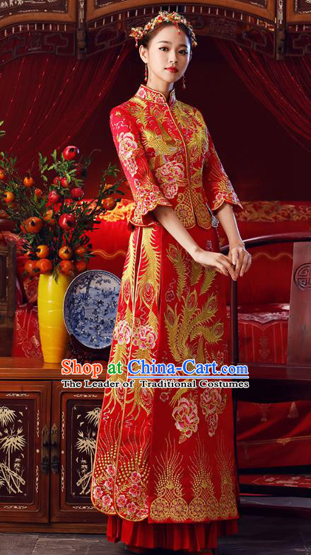 Traditional Chinese Wedding Costumes Traditional Xiuhe Suits Ancient Chinese bridal Full Dress