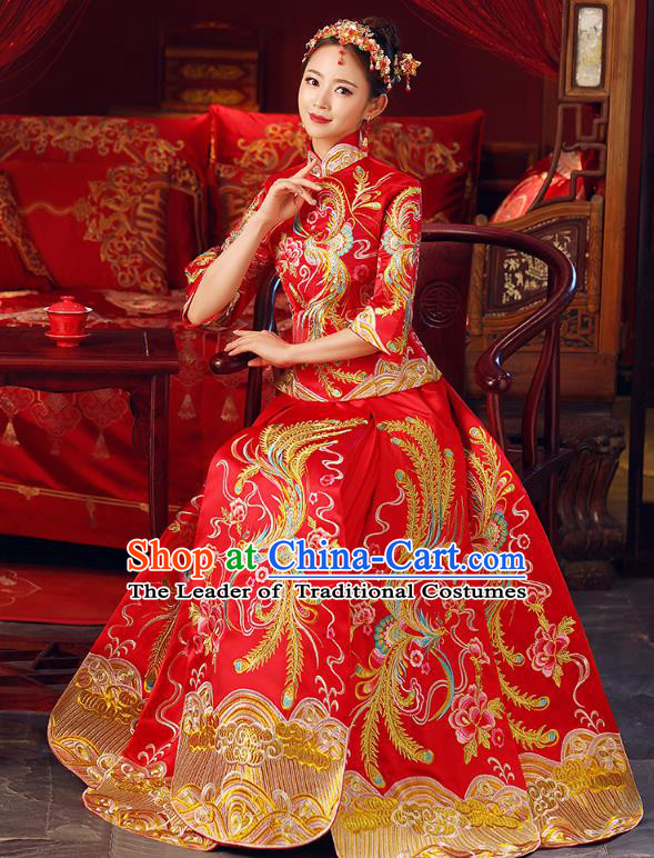Traditional Chinese Wedding Costumes Traditional Xiuhe Suits Ancient Chinese bridal Full Dress