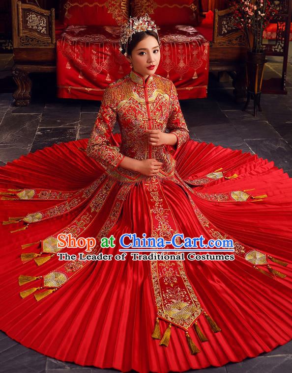 Traditional Chinese Wedding Costumes Traditional Xiuhe Suits Ancient Chinese bridal Full Dress