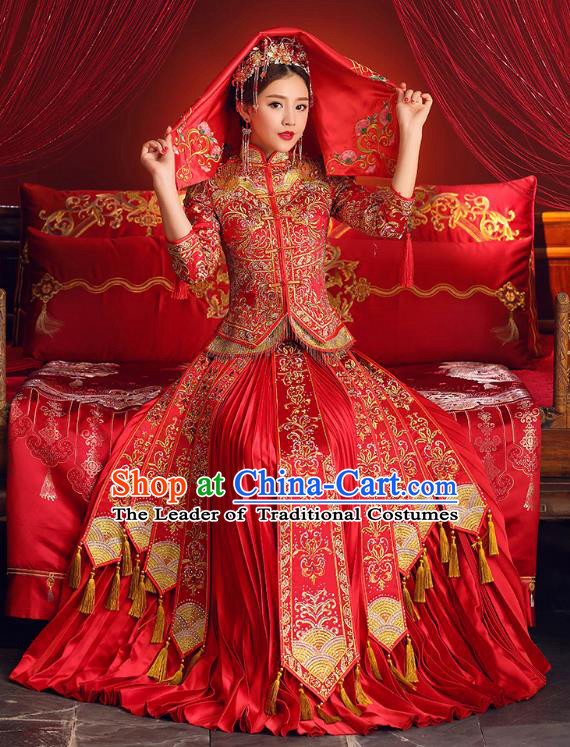 Traditional Chinese Wedding Costumes Traditional Xiuhe Suits Ancient Chinese bridal Full Dress