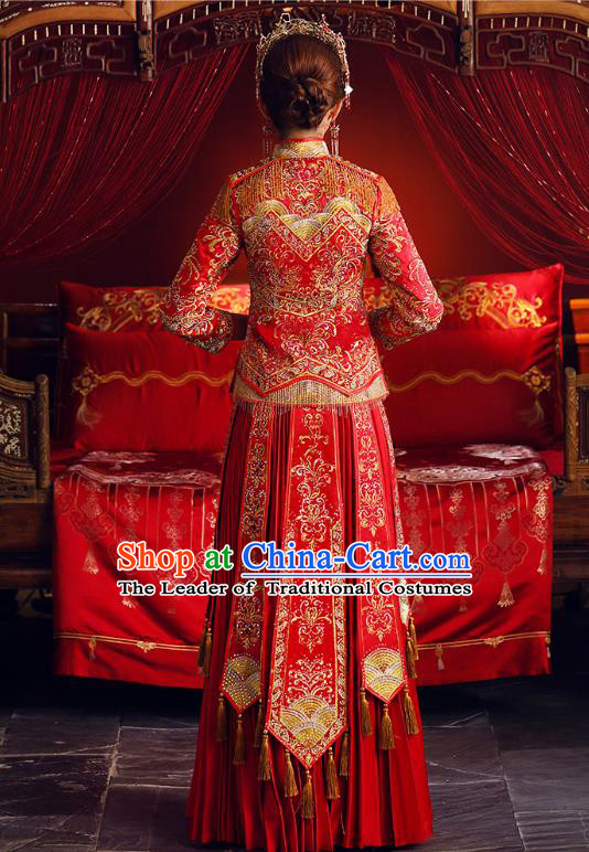 Traditional Chinese Wedding Costumes Traditional Xiuhe Suits Ancient Chinese bridal Full Dress