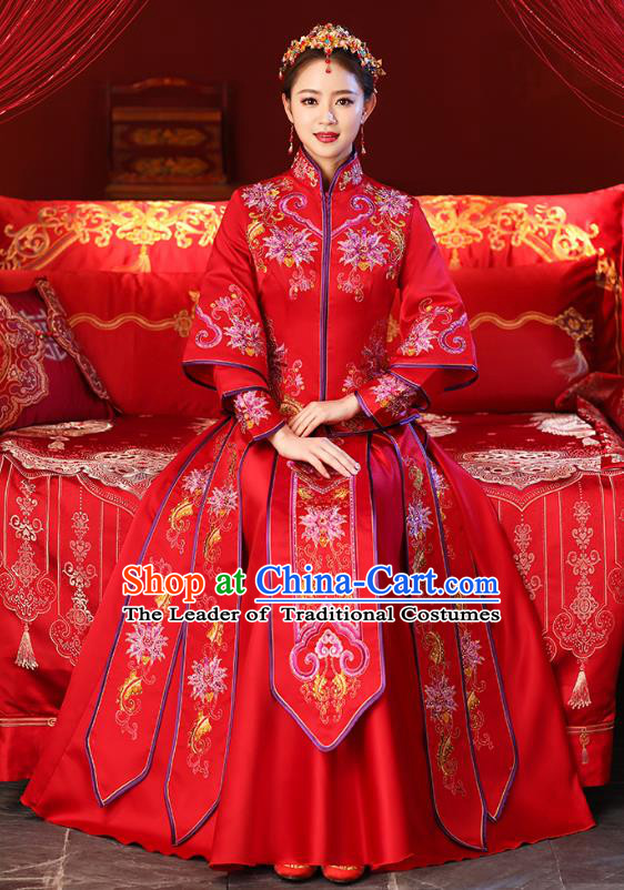 Traditional Chinese Wedding Costumes Traditional Xiuhe Suits Ancient Chinese bridal Full Dress