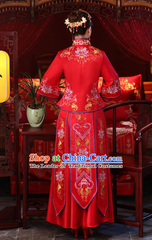 Traditional Chinese Wedding Costumes Traditional Xiuhe Suits Ancient Chinese bridal Full Dress