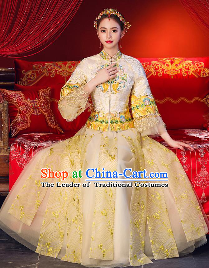 Traditional Chinese Wedding Costumes Traditional Xiuhe Suits Ancient Chinese bridal Full Dress