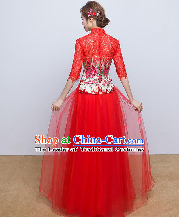 Traditional Chinese Wedding Costumes Traditional Xiuhe Suits Ancient Chinese bridal Full Dress