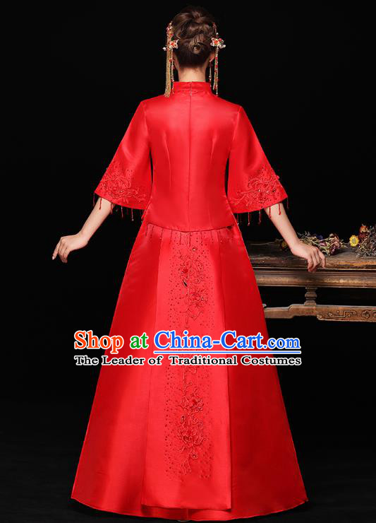 Traditional Chinese Wedding Costumes Traditional Xiuhe Suits Ancient Chinese bridal Full Dress