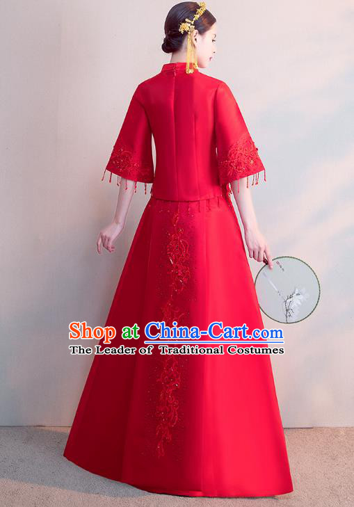 Traditional Chinese Wedding Costumes Traditional Xiuhe Suits Ancient Chinese bridal Full Dress
