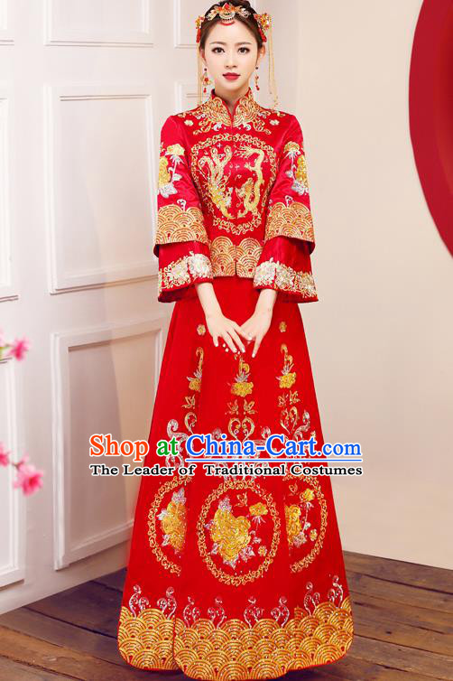 Traditional Chinese Wedding Costumes Traditional Xiuhe Suits Ancient Chinese bridal Full Dress
