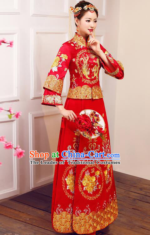 Traditional Chinese Wedding Costumes Traditional Xiuhe Suits Ancient Chinese bridal Full Dress