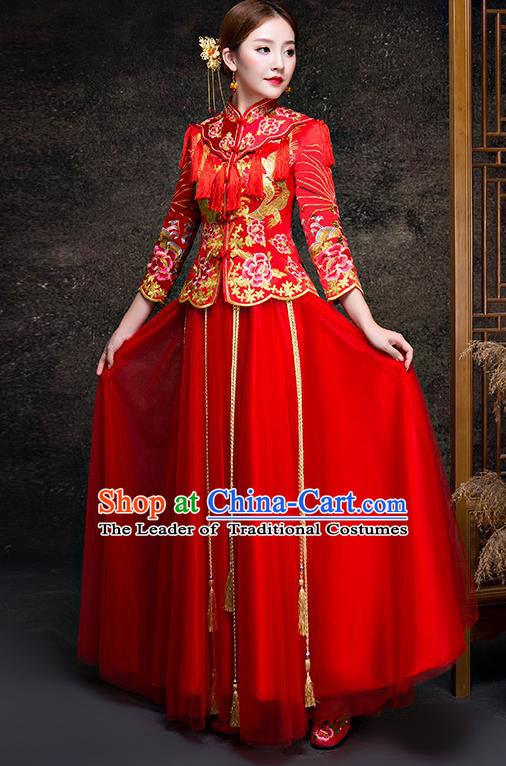 Traditional Chinese Wedding Costumes Traditional Xiuhe Suits Ancient Chinese bridal Full Dress