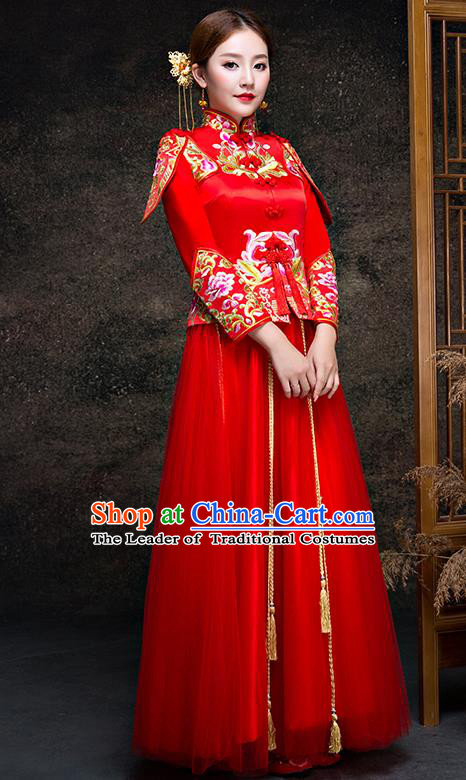 Traditional Chinese Wedding Costumes Traditional Xiuhe Suits Ancient Chinese bridal Full Dress