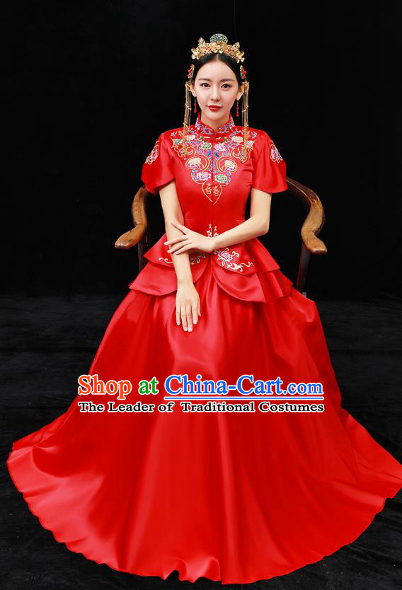 Traditional Chinese Wedding Costumes Traditional Xiuhe Suits Ancient Chinese bridal Full Dress