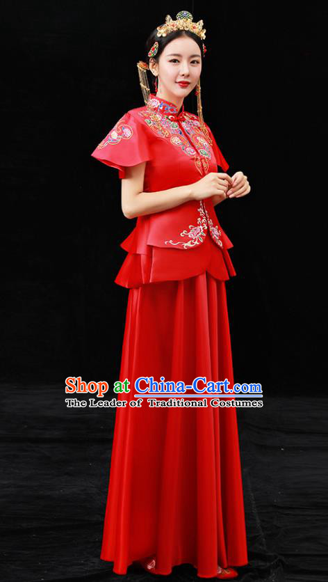 Traditional Chinese Wedding Costumes Traditional Xiuhe Suits Ancient Chinese bridal Full Dress