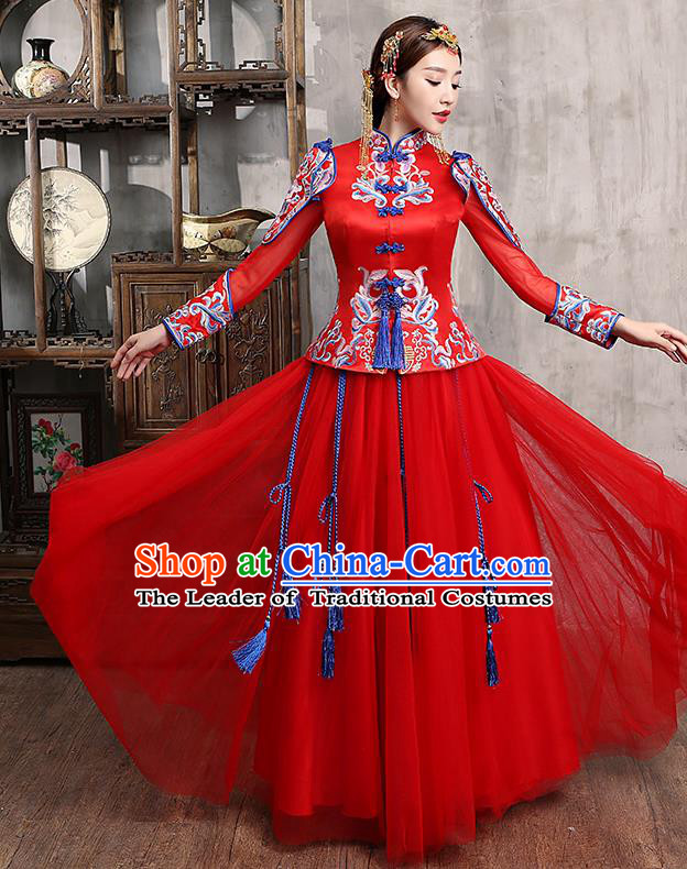 Traditional Chinese Wedding Costumes Traditional Xiuhe Suits Ancient Chinese bridal Full Dress