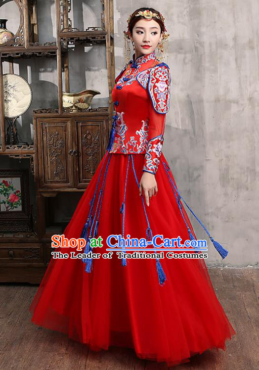 Traditional Chinese Wedding Costumes Traditional Xiuhe Suits Ancient Chinese bridal Full Dress