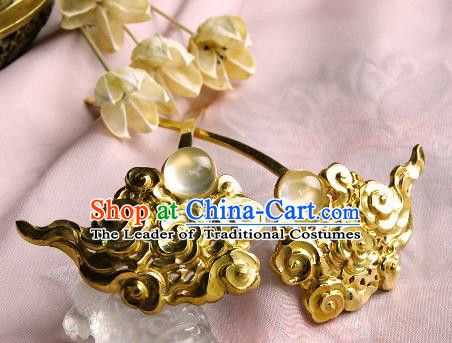 Chinese Traditional Hair Accessories Ancient Empress Golden Cloud Hairpins for Women