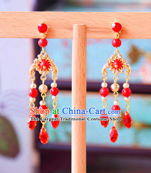 Top Grade Wedding Bride Jewelry Accessories Princess Red Crystal Earrings for Women