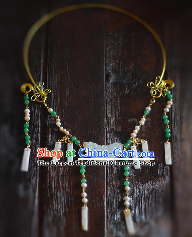 Top Grade Wedding Bride Jewelry Accessories Chinese Hanfu Jade Necklace for Women