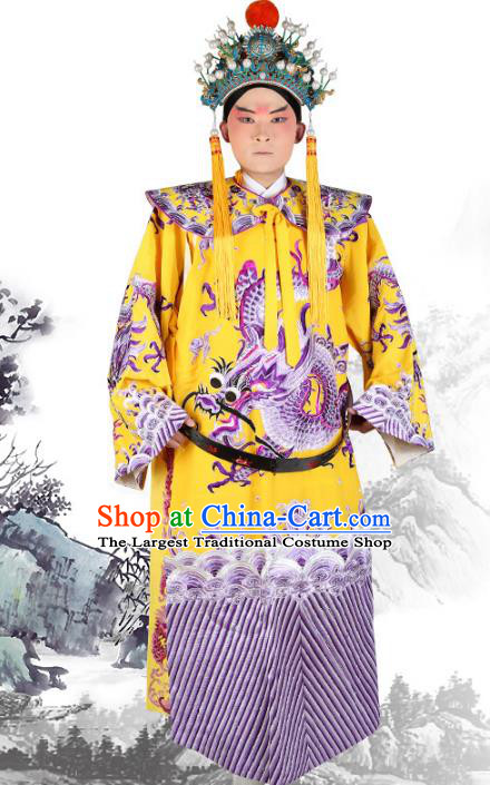 Professional Chinese Beijing Opera Costumes Peking Opera Emperor Yellow Dragon Robe for Adults