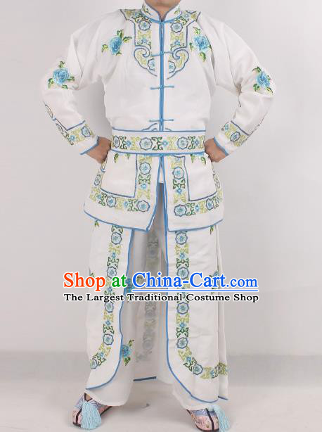 Chinese Peking Opera Female Warrior White Costume Ancient Swordswoman Embroidered Clothing for Adults