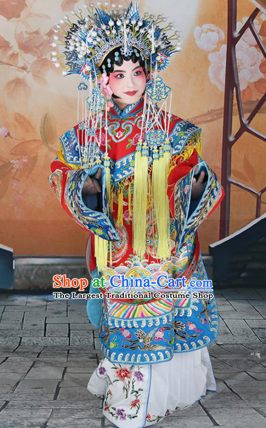 Professional Chinese Beijing Opera Actress Embroidered Costumes and Headwear for Adults
