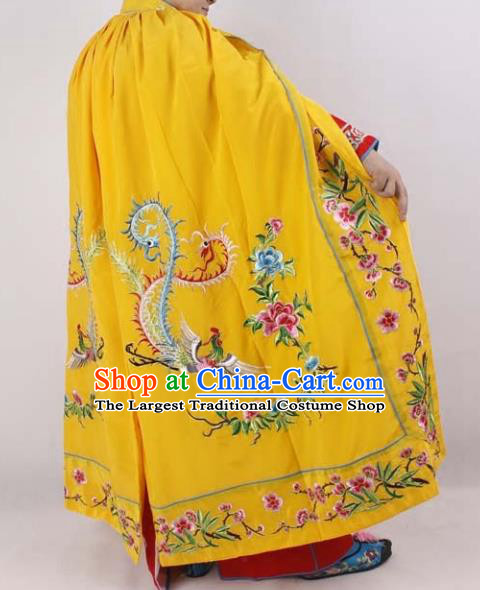 Professional Chinese Peking Opera Imperial Consort Embroidered Yellow Cloak Costumes for Adults