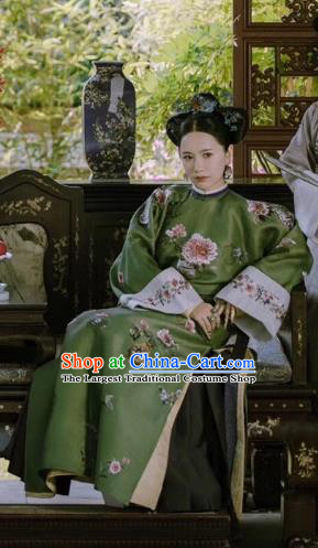 Story of Yanxi Palace Chinese Ancient Qing Dynasty Manchu Imperial Consort Costumes and Headpiece Complete Set