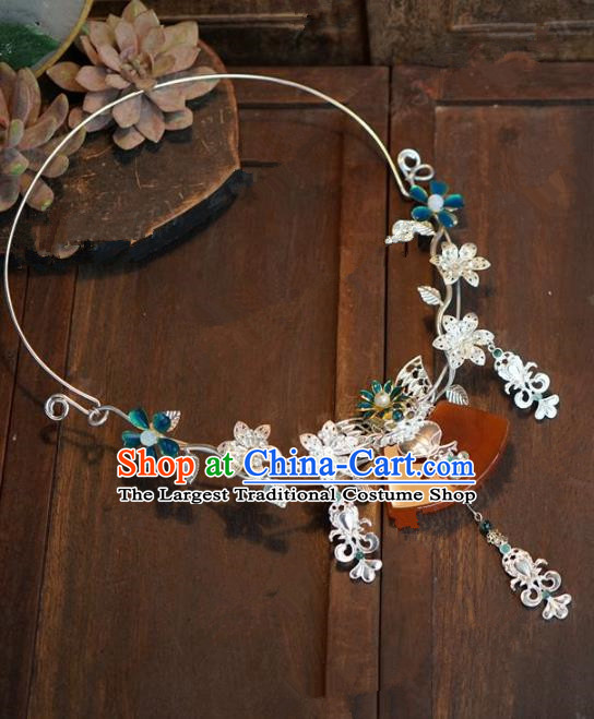 Chinese Handmade Flowers Necklace Ancient Bride Hanfu Necklet Jewelry Accessories for Women