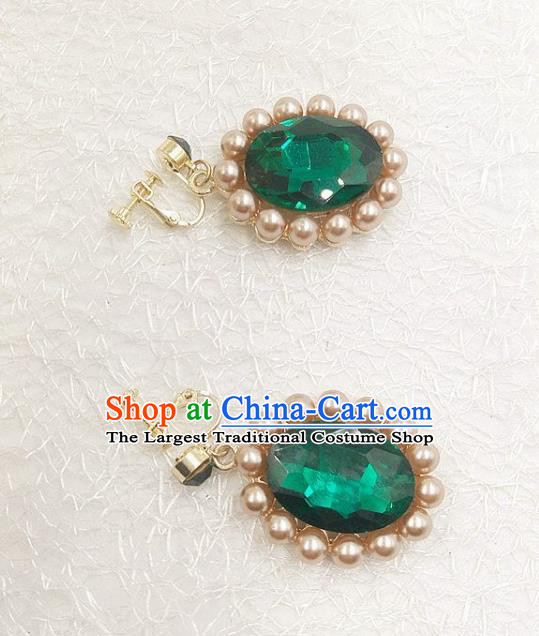 Top Grade Handmade Wedding Jewelry Accessories Bride Green Crystal Pearls Earrings for Women